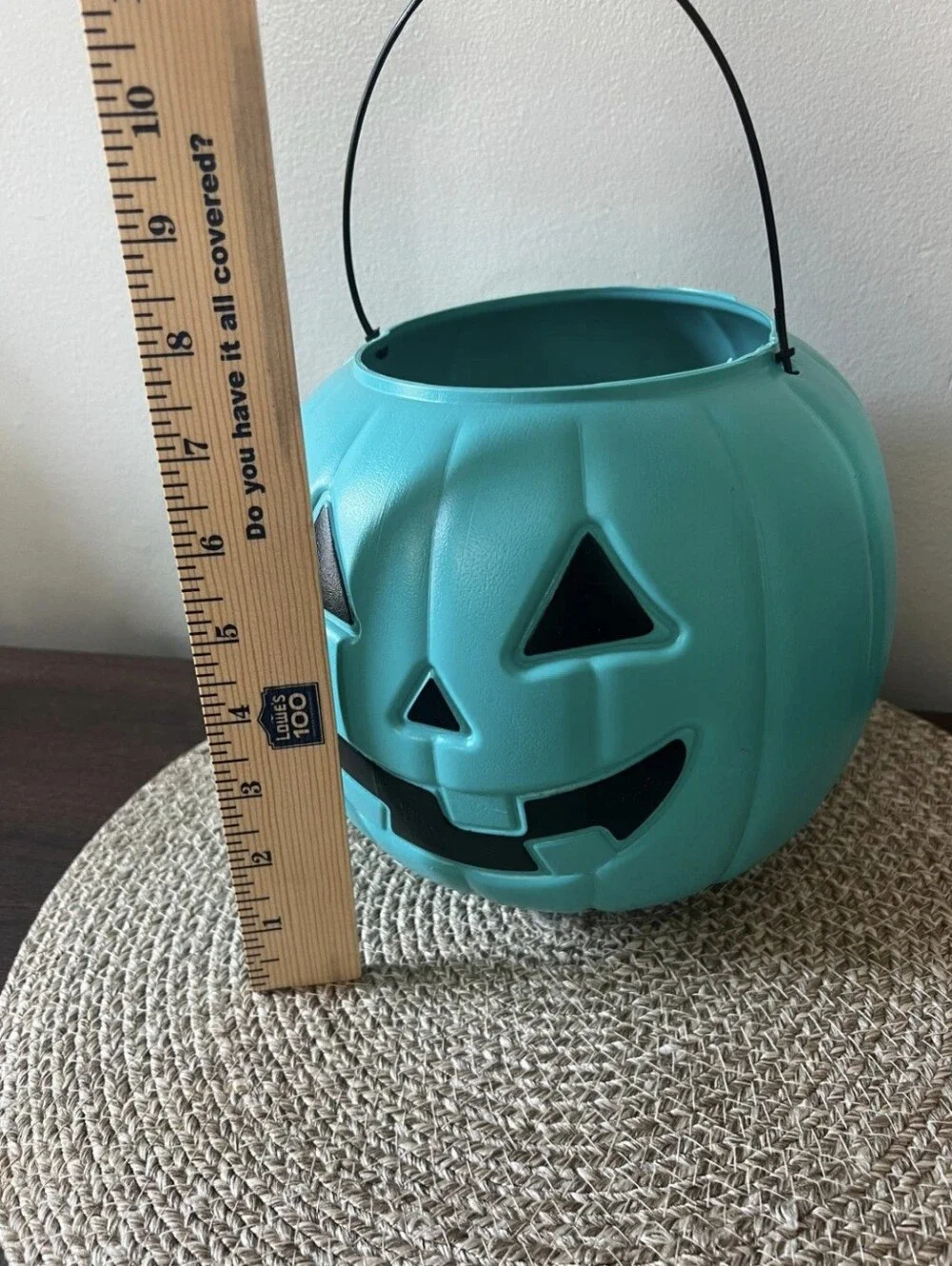 Halloween Pumpkin Teal JOL Blow Mold Bucket Pail Trick-or-Treat.